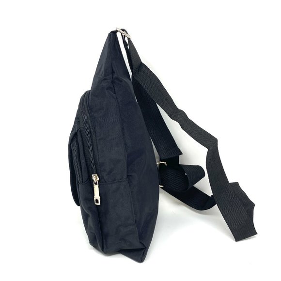💖MEGA SALE💖Messenger Bag Polyester 3 Zip Pockets Black Unisex - Picture 4 of 5